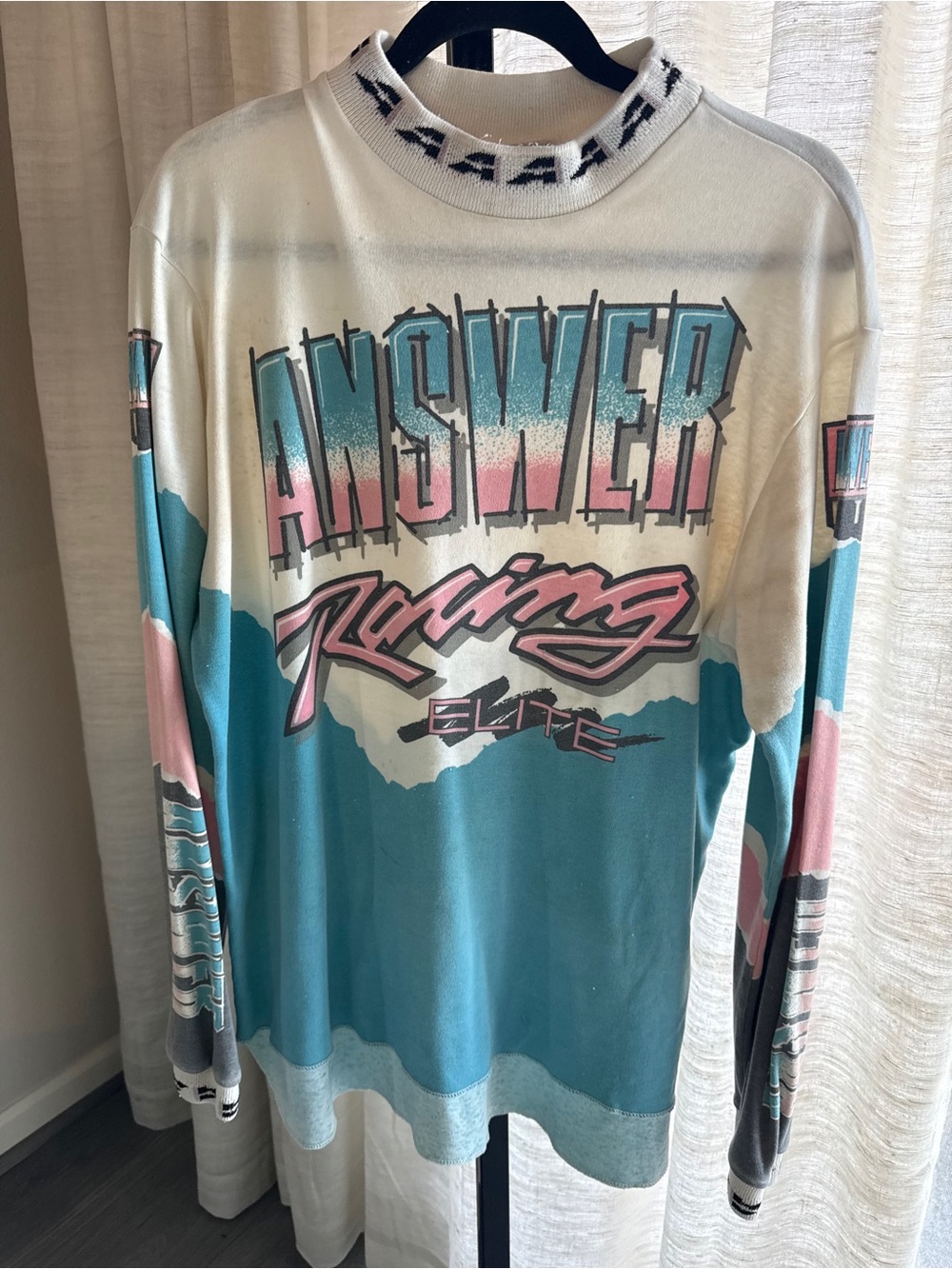 Answer Racing Elite Long Sleeve Shirt - Teal/Pink/White